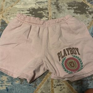 Playboy Light Pink Fleece Shorts
